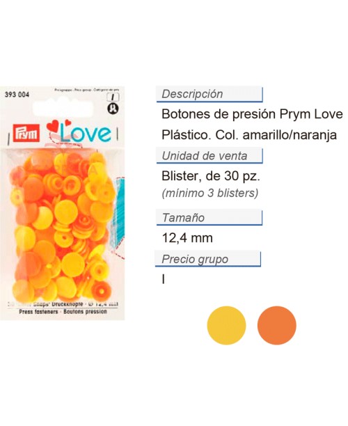 Prym Love Color Bot. pres. pl. 12,4mm amarillo CONT: 3 TAR d