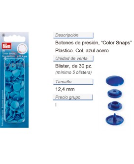 Botones pres. ColorSnaps 12,4 mm azul acero CONT: 5 TAR de 3