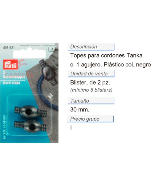 Topes cordones tanka pequeno plast. 30 mm negro CONT: 5 TAR