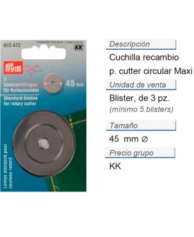 Cuchilla recambio para cutter circular 45 mm CONT: 5 TAR de