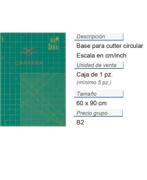 Base p. cuter circ. cm/inch 60 x 90 cm CONT: 5 PZ de 1 pz