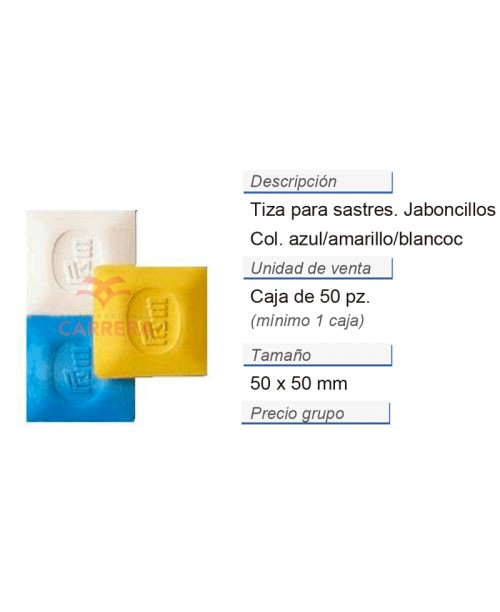 Tiza para sastres jaboncillos azul/amarillo/blanco CONT: 1 C